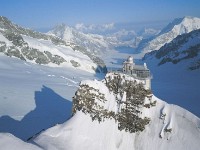 Jungfraujoch  -->  The Sphinx is perched on a rock in the Jungfraujoch. A joch is a pass, a low between two mountains, in this case between the Mönch and the Jungrfrau